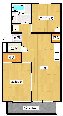 ボンメゾン・ヤマサキ A棟(2LDK/1階)の間取り写真