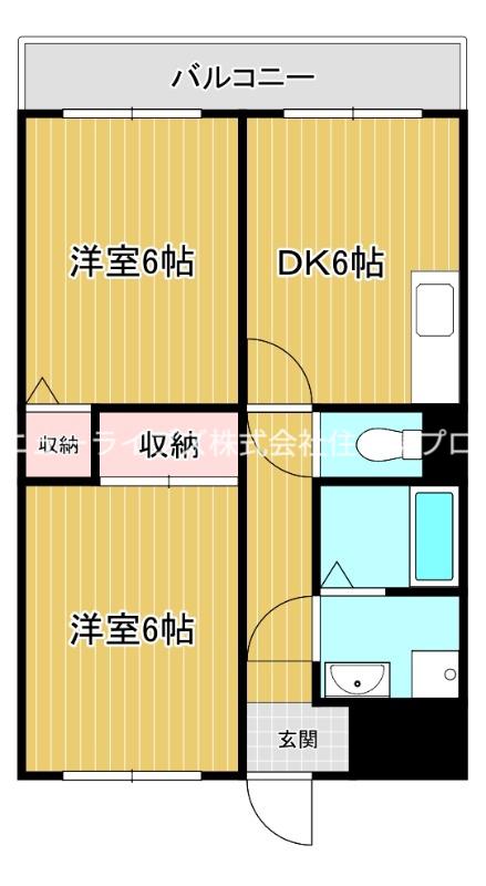 エムプラザ楠根参番館(2DK/9階)の間取り写真