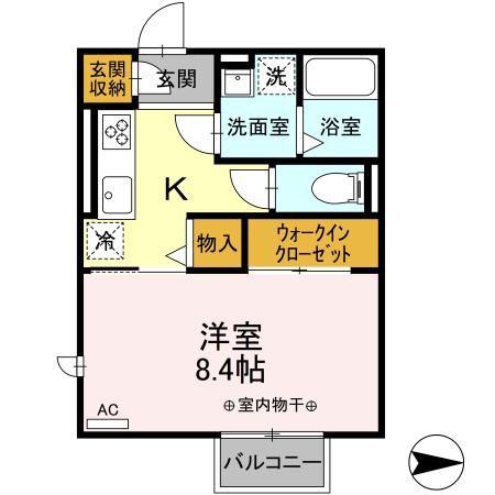 RESIDENCE明神(1K/2階)の間取り写真