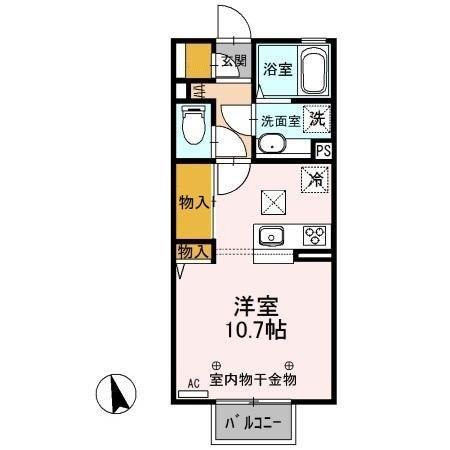 アポロン(ワンルーム/1階)の間取り写真