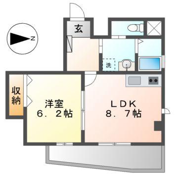 THE RESIDENCE IMAIKE ノース(1LDK/7階)の間取り写真