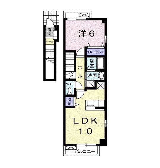 グラン・シャローII(1LDK/2階)の間取り写真