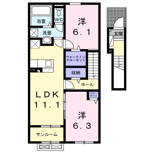 LUXOR G II(2LDK/2階)の間取り写真