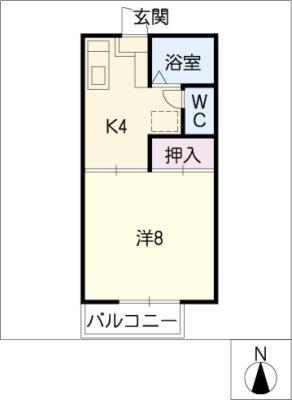 エスティーム88A棟(1K/2階)の間取り写真