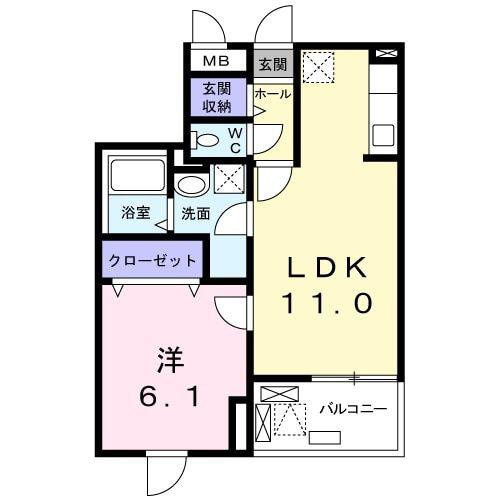 ベリーブロッサム(1LDK/4階)の間取り写真