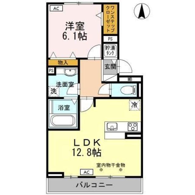 グランデタカオカ A(1LDK/2階)の間取り写真