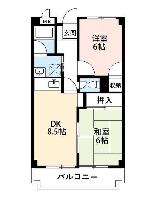 フローラル行徳(2DK/2階)の間取り写真