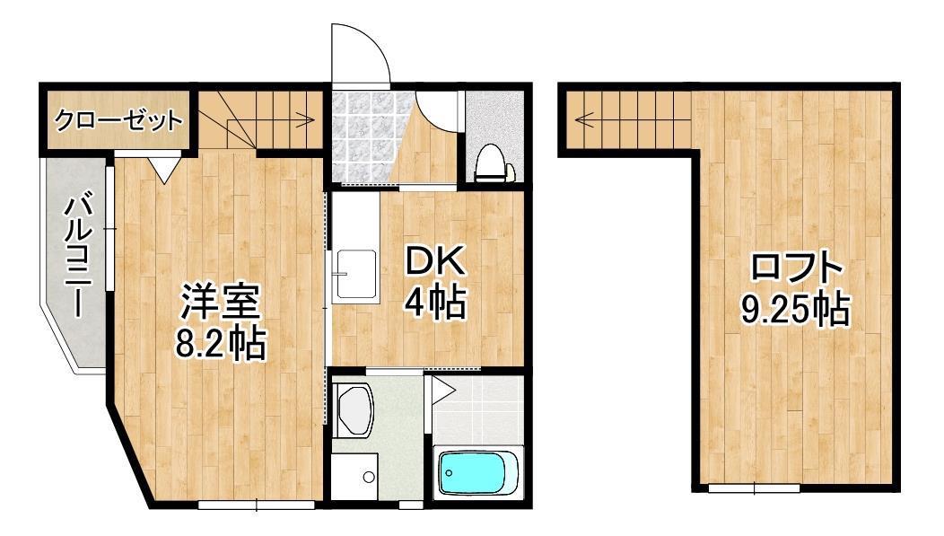 アルファーレ姪浜駅南(1DK/1階)の間取り写真