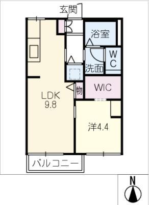 HINOMARU TOWN(1LDK/1階)の間取り写真