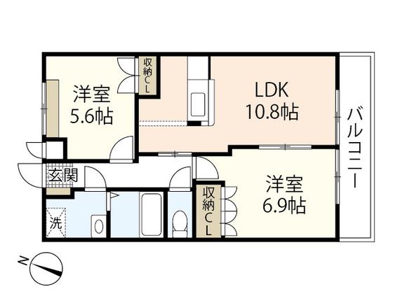 JR山陽本線 安芸中野駅 徒歩14分 2階建 築17年(2LDK/1階)の間取り写真