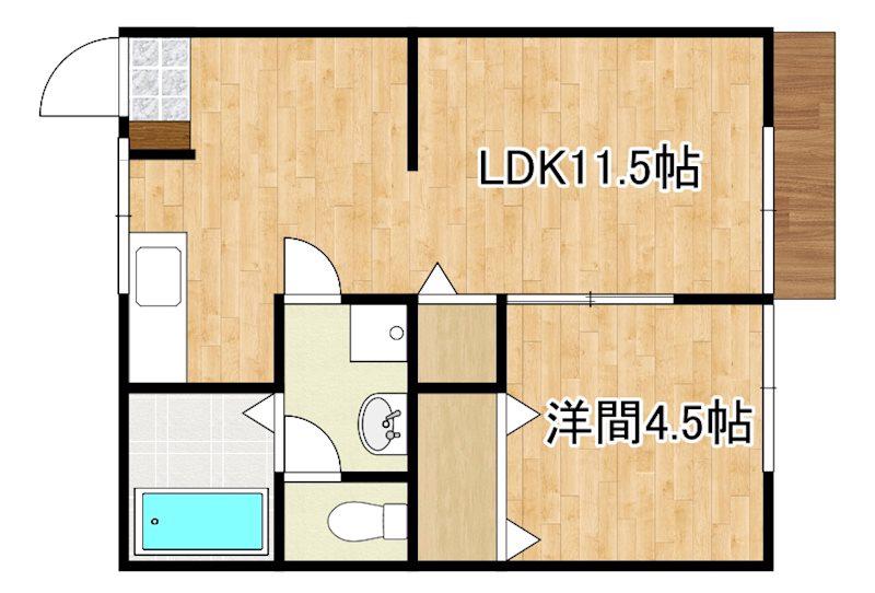 エクセルコーポ88(1LDK/1階)の間取り写真