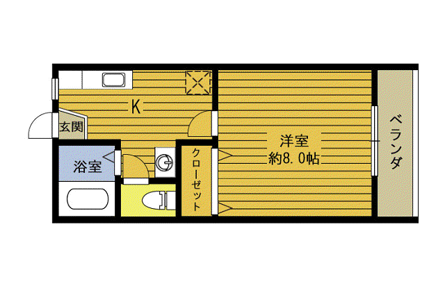 シーサイド山口 A(1K/1階)の間取り写真