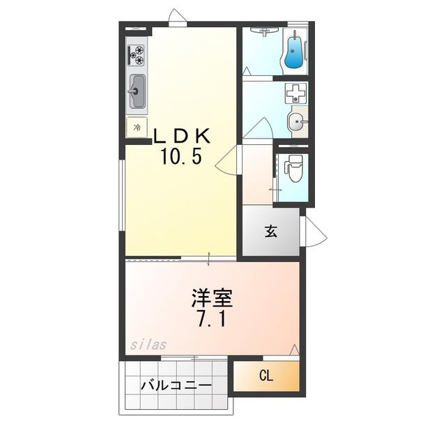 MAISONLUNA(1LDK/1階)の間取り写真