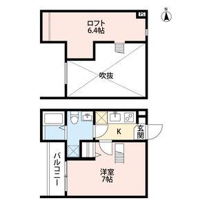 サンテラス西岩田(1K/1階)の間取り写真