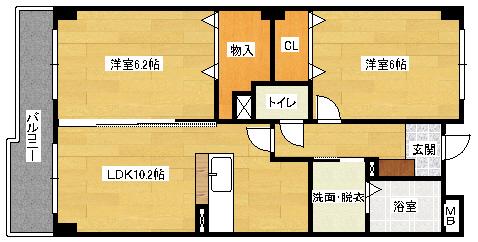 ヌーヴェル・ブリーゼ(2LDK/1階)の間取り写真