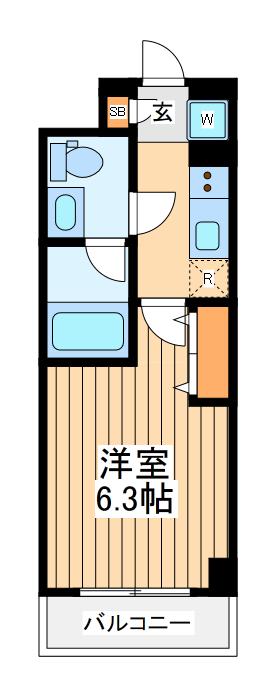 カリーノ西国分寺(1K/8階)の間取り写真