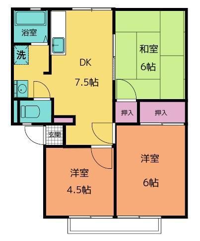 コーポラスさとう B(3DK/1階)の間取り写真