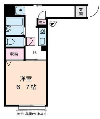 ストリームフラッツ(1K/1階)の間取り写真