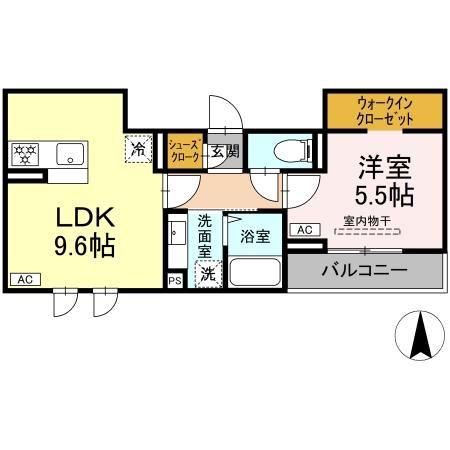 トリシア三輪(1LDK/3階)の間取り写真