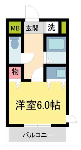 メリット伊丹(1K/1階)の間取り写真