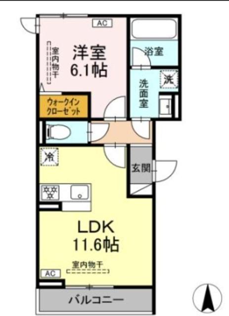 ブリューエン河原口(1LDK/3階)の間取り写真