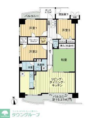 ベルシャトゥ東浦和(4LDK/2階)の間取り写真