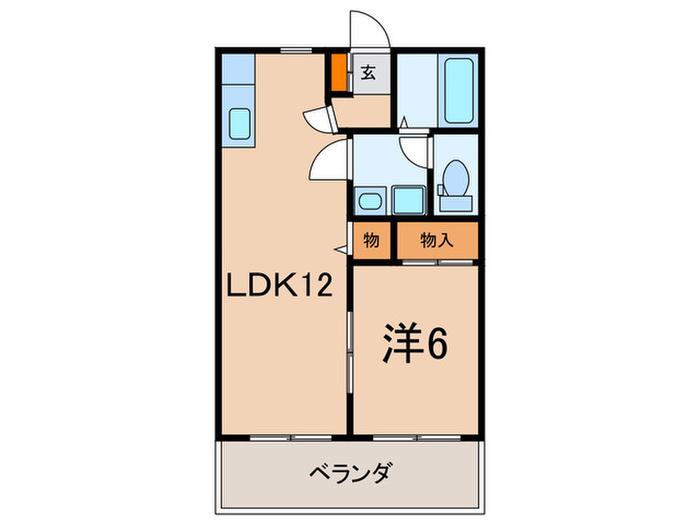 ヒルズ市橋(1LDK/1階)の間取り写真