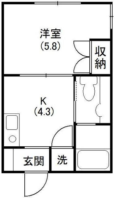銀河ハイツ(1K/1階)の間取り写真