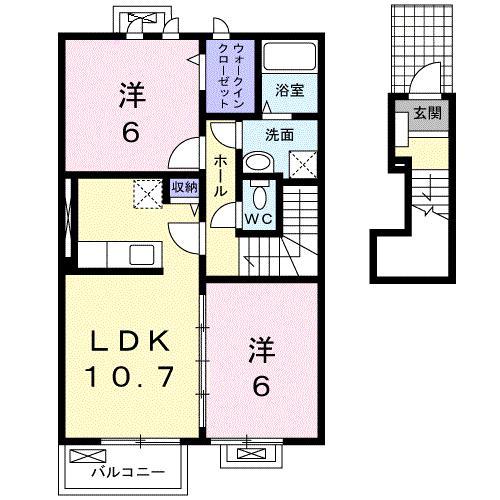 アルドールII(2LDK/2階)の間取り写真