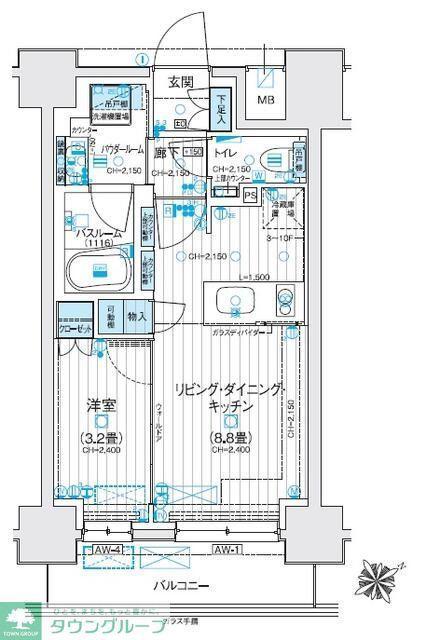 デュオステージ海老名II(1LDK/7階)の間取り写真