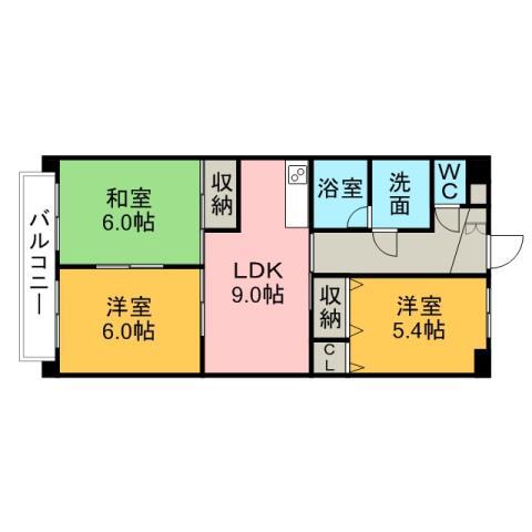 メゾンドヨサミ(3DK/3階)の間取り写真