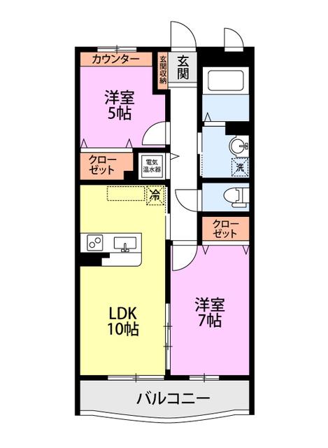 グランドラフィネ(2LDK/2階)の間取り写真
