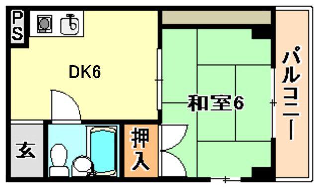 吉川コーポ(1DK/5階)の間取り写真