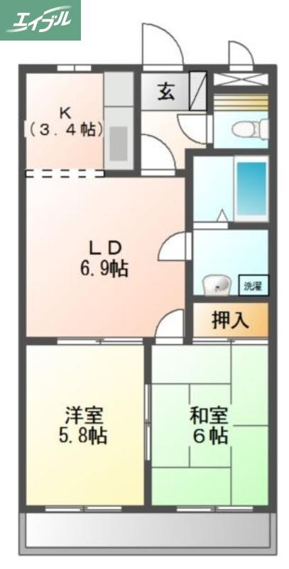 プロニティ マイス(2LDK/1階)の間取り写真