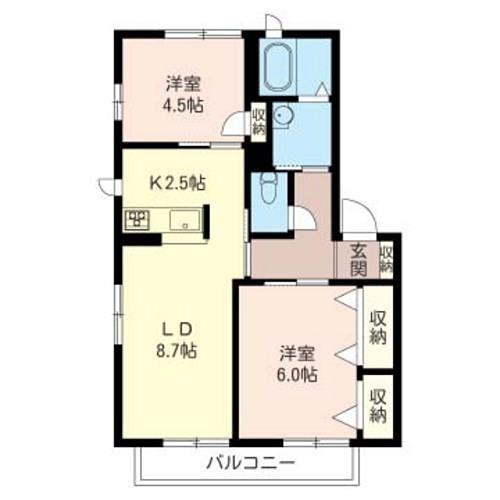 アルト伊豆島C(2LDK/1階)の間取り写真
