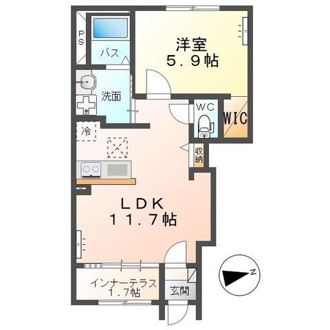 オーレスト(1LDK/1階)の間取り写真
