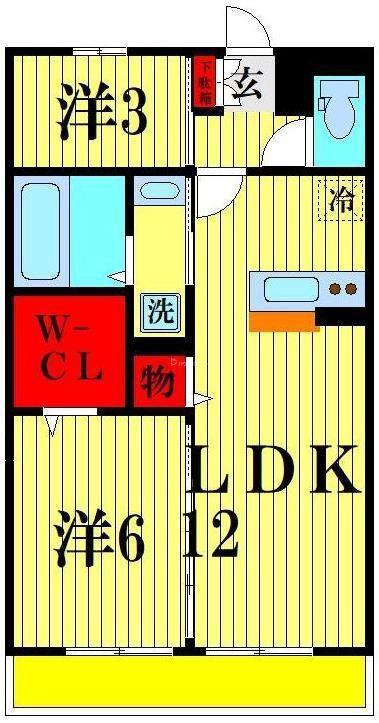 プランドール谷中C(2LDK/2階)の間取り写真
