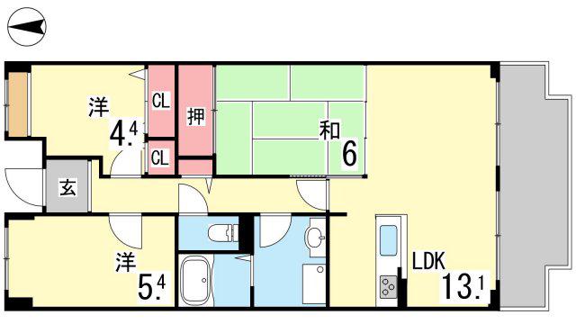 オルテンシア神戸(3LDK/3階)の間取り写真