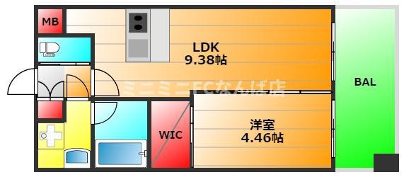 プレジオ難波ユーロ(1LDK/9階)の間取り写真