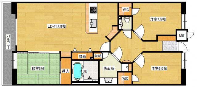 フローレンス猫屋町グランドアーク(3LDK/7階)の間取り写真