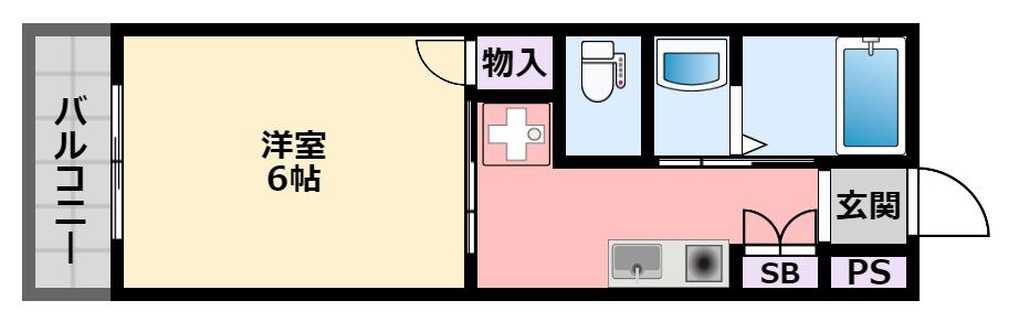 エアリーII(1K/1階)の間取り写真