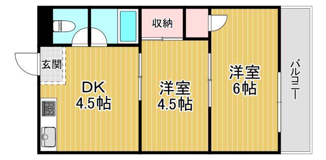ミネルバ天王田(2DK/2階)の間取り写真