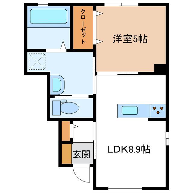 ジードルング浜方 エアスト(1LDK/1階)の間取り写真