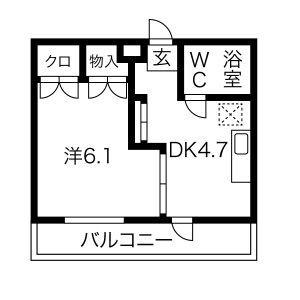 ネスパルド雅(1DK/3階)の間取り写真