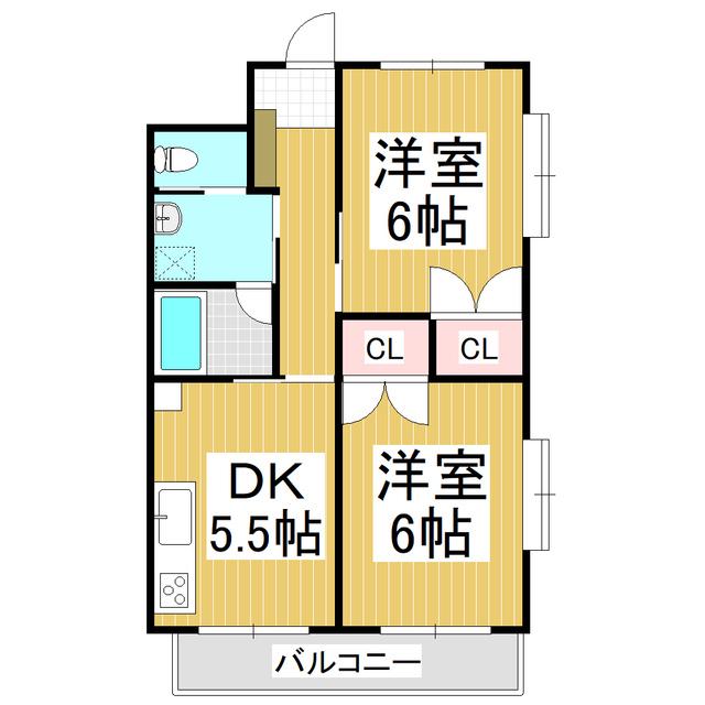 グリーンパーク新町(2DK/2階)の間取り写真