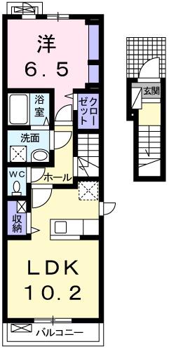 ディア べルジュ(1LDK/2階)の間取り写真