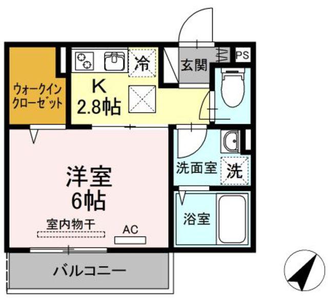 メゾンベール18(1K/1階)の間取り写真