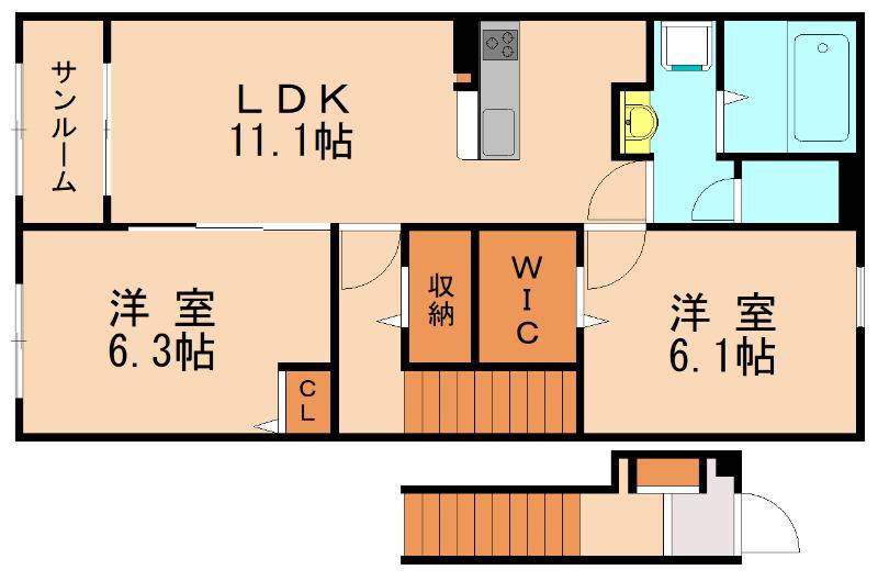 LUXOR G I(2LDK/2階)の間取り写真