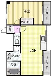 スギタ今福3号ハイツ(1LDK/4階)の間取り写真