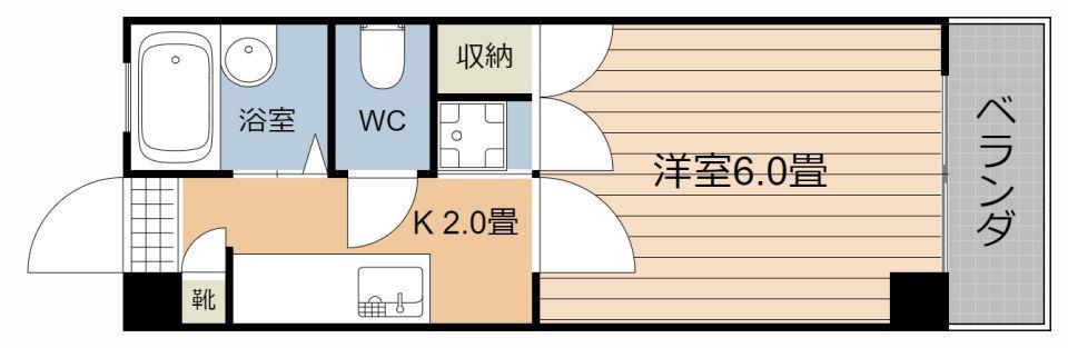エントピア鴨池第11(1K/6階)の間取り写真